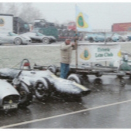 Just a few of the club cars at a snowy Brands Hatch